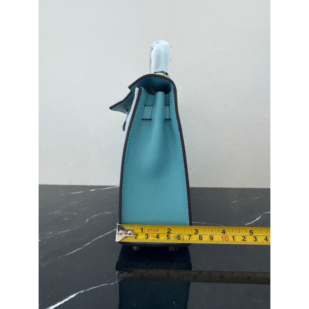 Aqua Blue  “Kelly-Style” Top Handle Bag - Picture 6 of 16